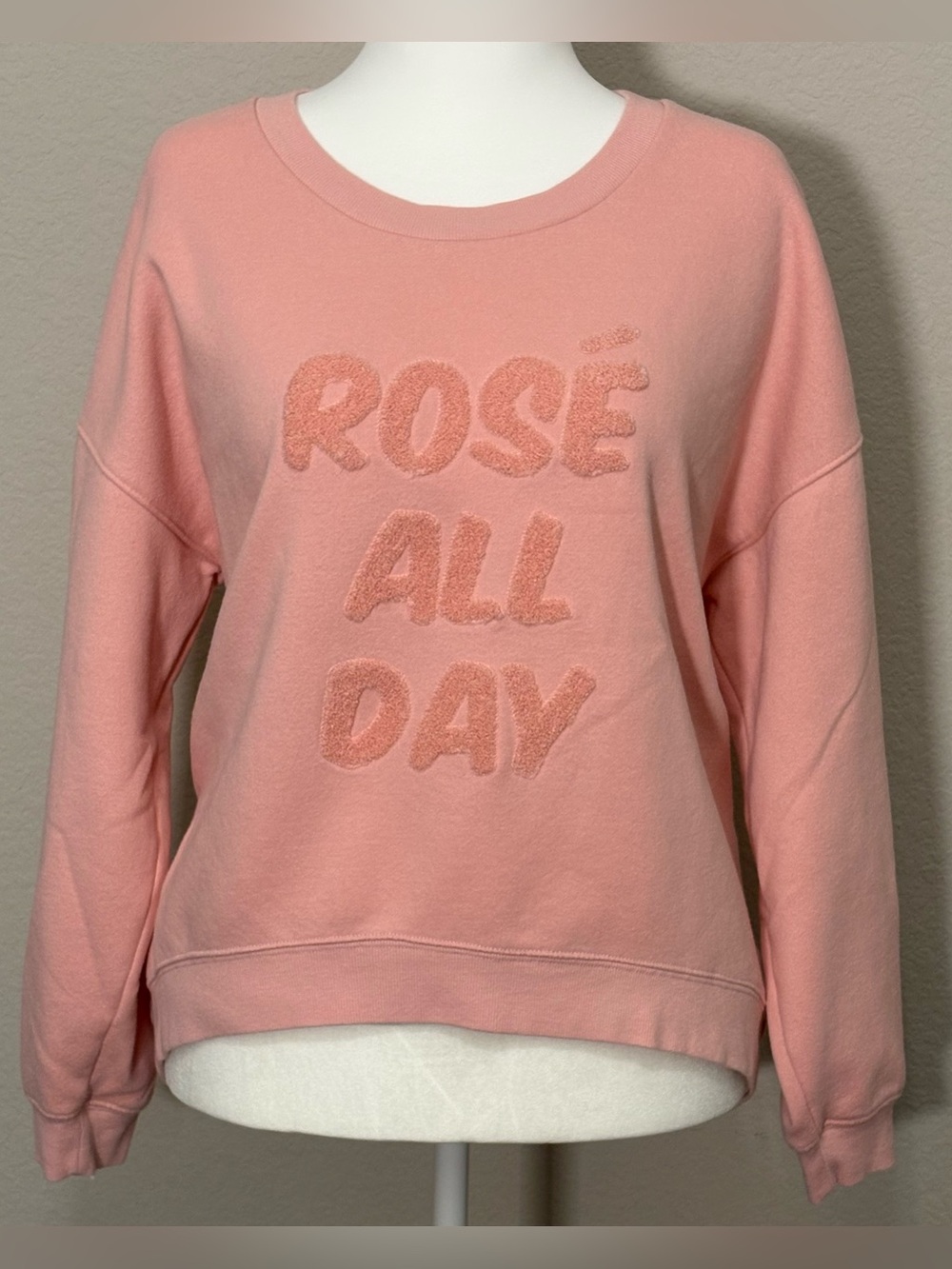 Peach Pink Pullover High Low Hem Crewneck Sweatshirt Size XL